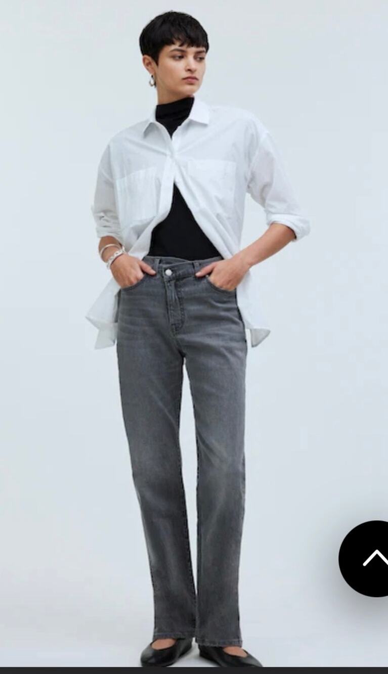Madewell The '90s Cross Tab Straight Jean Burwick Gray Wash Asymmetric Waist 26